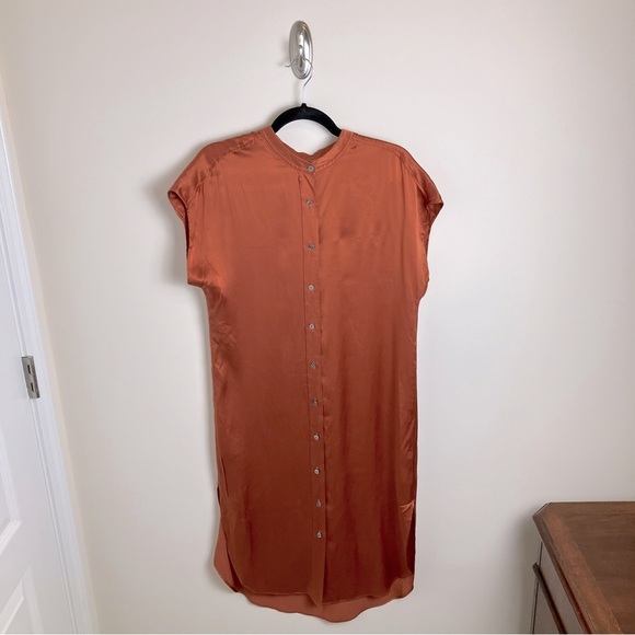 Banana Republic Serenade 100% Silk Shirtdress in Warm Copper Small - Picture 2 of 13